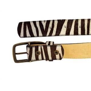 NEW CHARLIE LEATHER women's kallyn wide exotic belt in baby zebra fur